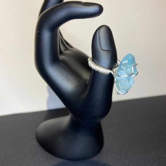 Light Blue Crystal Size 7 Wire Ring - Picture 6 of 7